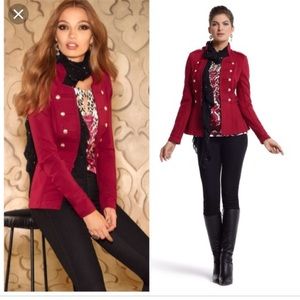 White House Black Market Red Military Jacket SZ 4